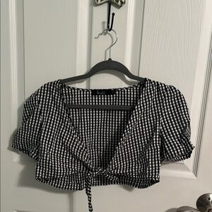 Black and White Gingham Women's Top